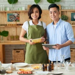 asian couple standing together