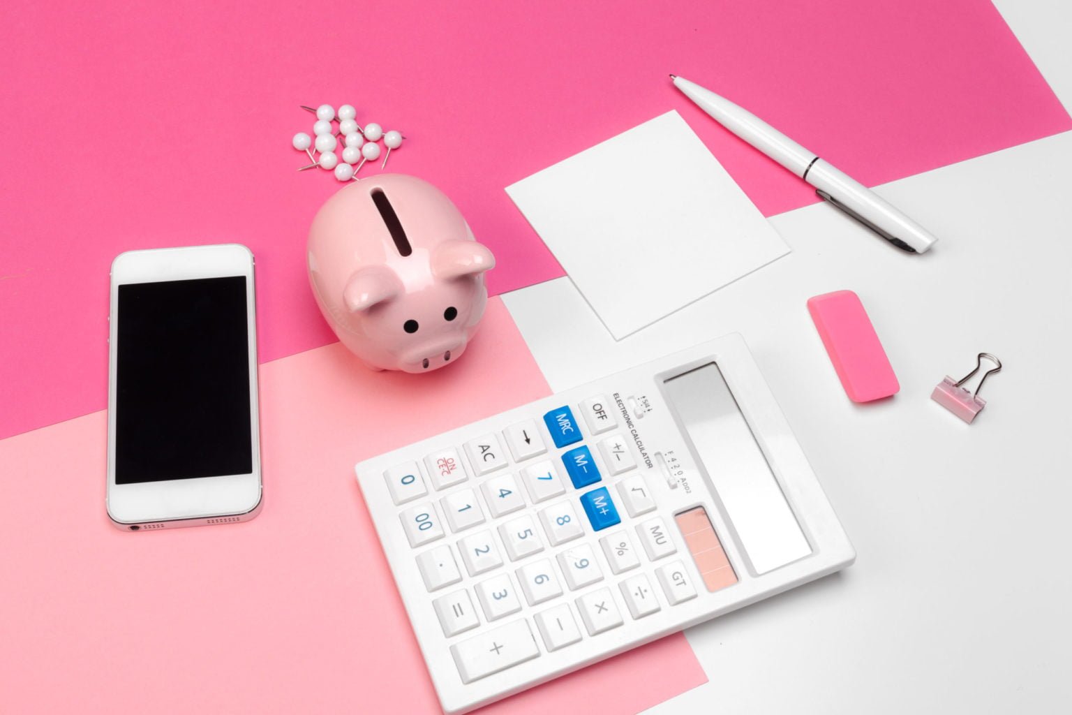 Piggy bank and calculator