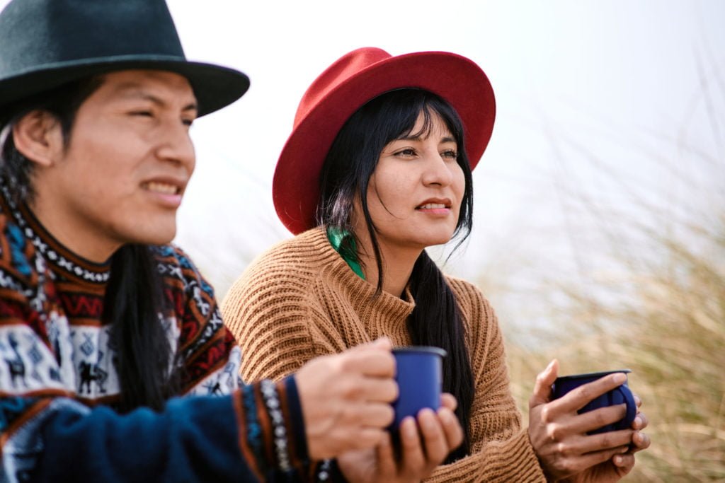 Latin couple sitting