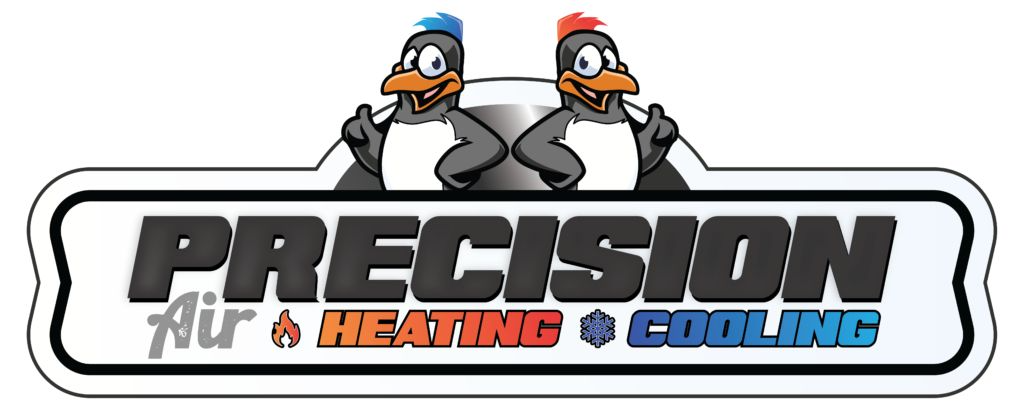Precision Air Heating & Cooling logo featuring two cartoon penguins giving a thumbs up, ensuring reliable home comfort in West Chester, PA.