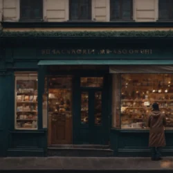 a small shop owner stands proudly outside their boutique with a digital device, showing a pin drop on a virtual map highlighting their location.