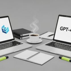 Illustration comparing Google Gemini and OpenAI GPT-4 models in the context of AI and the future of work