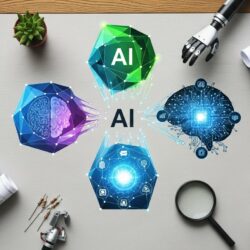Illustration of artificial intelligence powering workplace automation and the future of work.