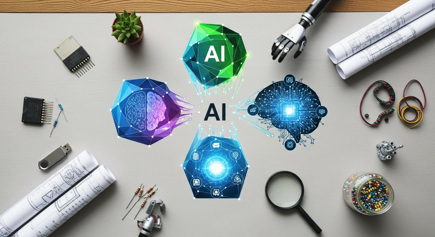 Illustration of artificial intelligence powering workplace automation and the future of work.